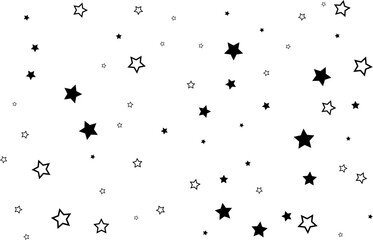 Starry background. Vector seamless pattern with stars. Monochrome horizontal texture. Swatch with sparkles for textile design.