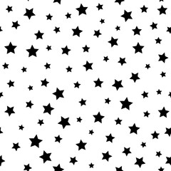 Geometric seamless pattern. Monochrome abstract vector texture with scattered stars
