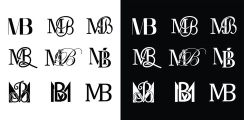 MB Initials logo variations set 