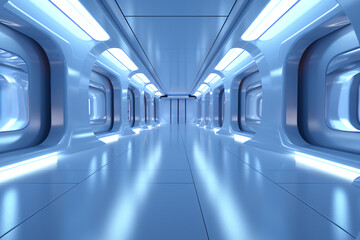 Obraz premium Futuristic empty room. Abstract futuristic interior, creative ai