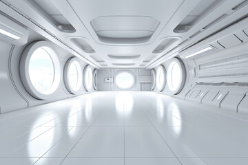 Futuristic empty room. Abstract futuristic interior, creative ai