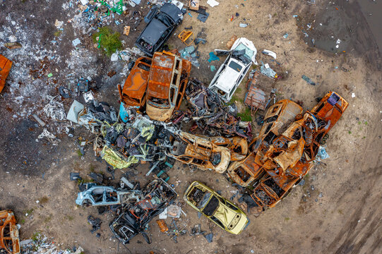 Ukrainian War - Destroyed Cars in Butscha