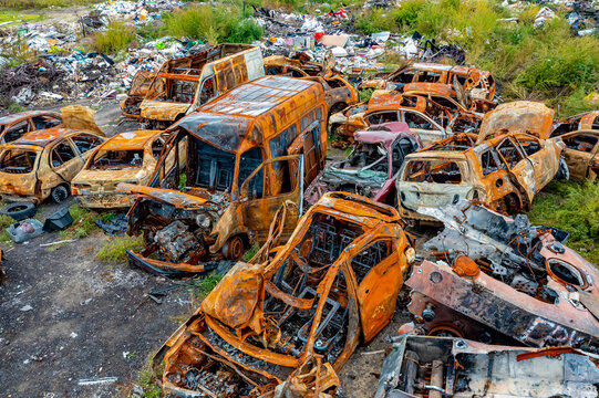 Ukrainian War - Destroyed Cars in Butscha