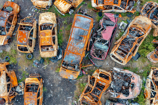 Ukrainian War - Destroyed Cars in Butscha