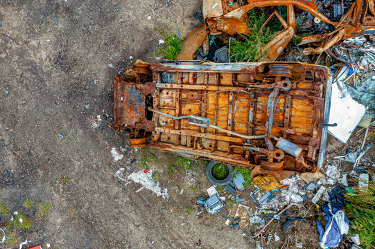 Ukrainian War - Destroyed Cars in Butscha