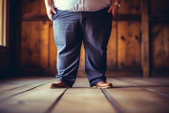 Obese American men, problem of overeating and sedentary lifestyle. Ai generated fictional person.
