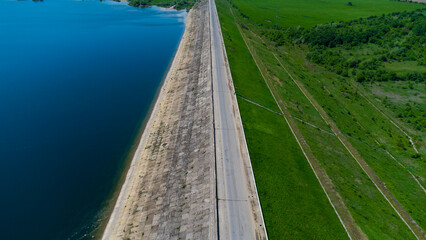 Aerial view of road near Ognyanovo dam.