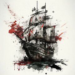 Sailboat Tattoo - Trash Polka Style