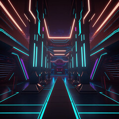 background with lights, futuristic neon lights image, in high resolution generated by artificial intelligence.