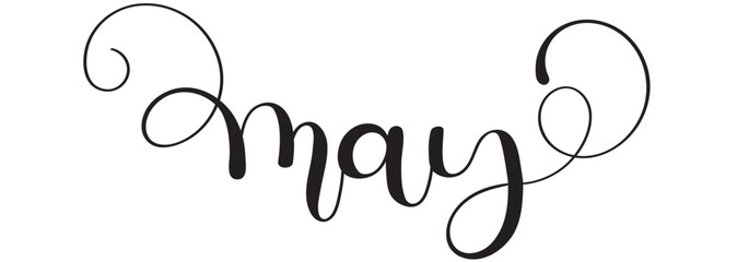Hello May.  MAY month calligraphy vector with ornaments. Decoration calendar. Illustration month May and hello spring