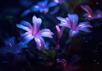 Obraz na płótnie Canvas Group of Purple Flowers created with Generative AI Technology, ai, generative