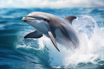 Zelfklevend Fotobehang dolphin in water , generative ai © Ayman