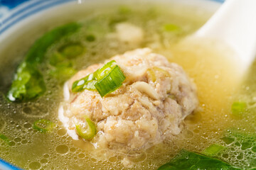 Special Chinese Cuisine Meatball Soup with Cabbage
