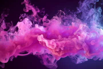 Color mist. Magic spell mystery. Blue pink contrast vapor splash cloud smoke.  explosion on blend on dark black abstract art background