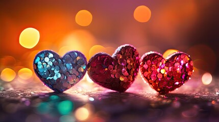 Rich Jewellery of Love: Glistering Hearts in a Valentine's Night Bg: Generative AI