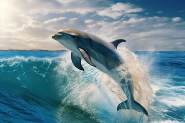 Naklejka premium Jumping Dolphin in the Sea , generative ai