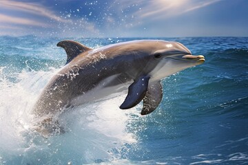 Jumping Dolphin in the Sea , generative ai