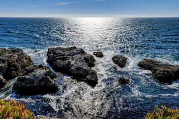 View of the Pacific Ocean from Bodega Bay coastline, CA, USA