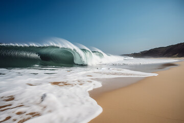 Sea, storm with big waves, tsunami. Generative AL