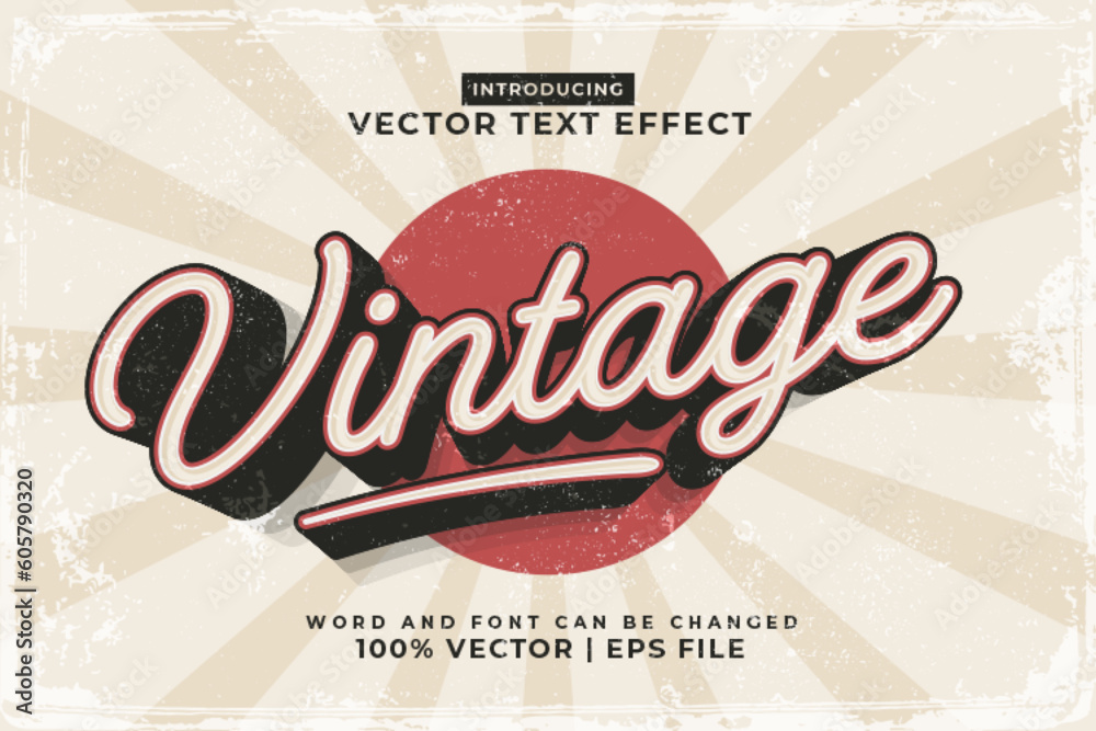 Poster editable text effect vintage 3d template style premium vector - Posters