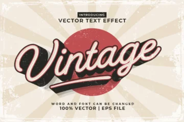 Outdoor-Kissen Editable text effect Vintage 3d template style premium vector © Hasbi Creative