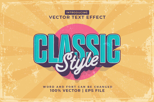 Editable text effect Classic Vintage 3d template style premium vector