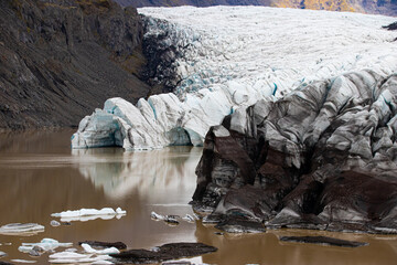 Glacier melting in Iceland, Glacier floe on the water