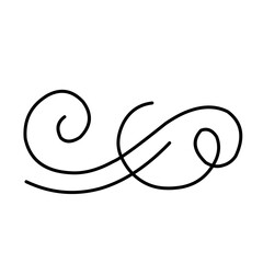 Calligraphic swirl ornament, line style flourishes.