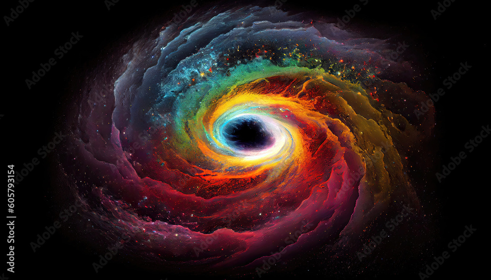 Wall mural rainbow galaxy with stars in outer space (generative ai)