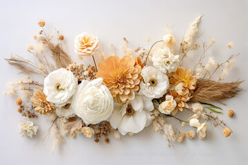 flower arrangement over a beige background