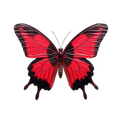 Crimson rose butterfly -  Pachliopta hector 1. Transparent PNG. Generative AI