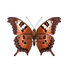 Eastern comma butterfly -  Polygonia comma 1. Transparent PNG. Generative AI