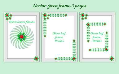 Vector Set of rustic wedding cards with green leaves and branches. Wedding invitations and menu in watercolor style. and Collection of green leaf frames, wedding stationery, greetings, fashion cards.