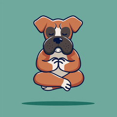 cute cartoon meditation boxer dog 