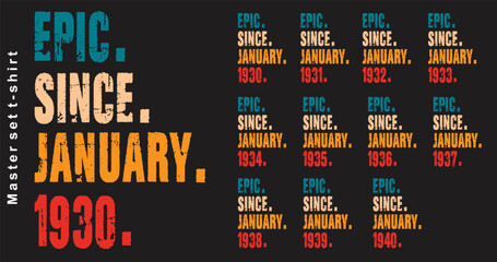 Epic Since January  1930-1940 vector design vintage letters retro colors.