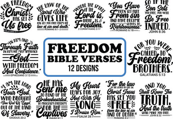 Freedom Memorial Day, Independence Day Bible Quote, Vintage design vector, black and white, inspirational quote, Bible verses, inspirational quote - Powered by Adobe
