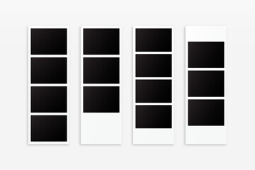 Set of Vertical Blank Photo Strip, Photo Frame Photography Vector Template