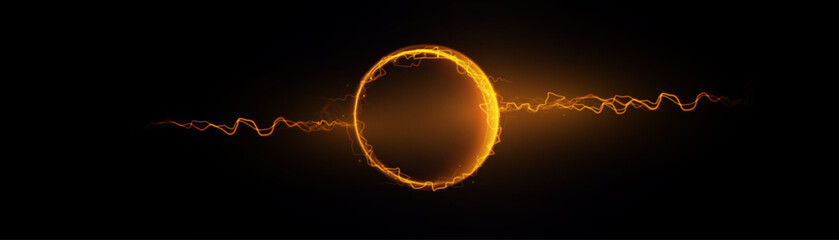 Energy ball, plasma sphere, electric lightning and light flares. Lightning discharge magical energy ball, plasma energy light burst.