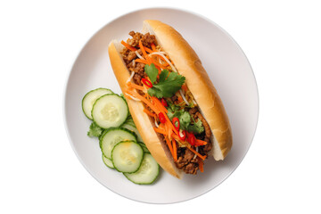 Banh Mi Vietnamese Sandwich, Vietnamese Cuisine. Isolated On Transparent Background, Png. Generative AI - obrazy, fototapety, plakaty