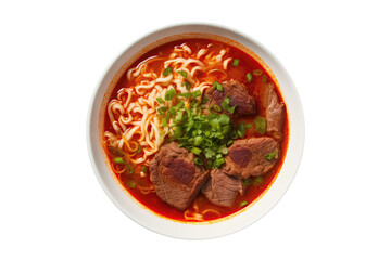Bun Bo Hue Spicy Beef Noodle Soup From Hue, Vietnamese Cuisine . Isolated On Transparent Background, Png. Generative AI