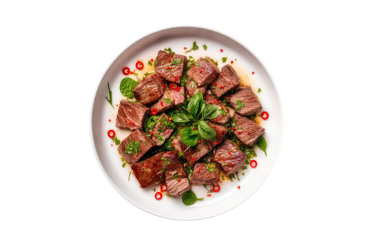 Bo Luc Lac Shaking Beef, Vietnamese Cuisine. Isolated On Transparent Background, Png. Generative AI