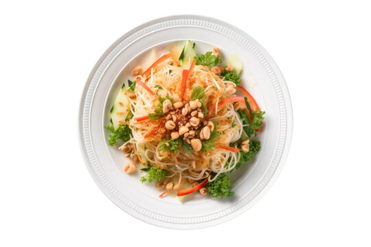 Nom Du Du Green Papaysalad With Shrimp And Pork, Vietnamese Cuisine. Isolated On Transparent Background, Png. Generative AI