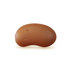 3d Fresh Vegetable Whole Brown Potato Concept Cartoon Style Isolated on a White Background. Vector illustration
