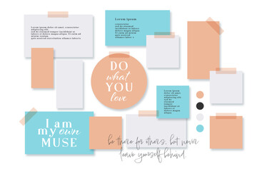 Vector photo collage template moodboard pictures grids vector illustration