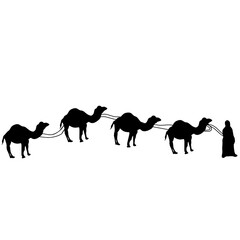 Arabian Camel Illustration Collection, Flat Vector Design. Arabian Design Camels, With People Migrating. Suitable for elements on ramadan, greeting cards, posters, flyers