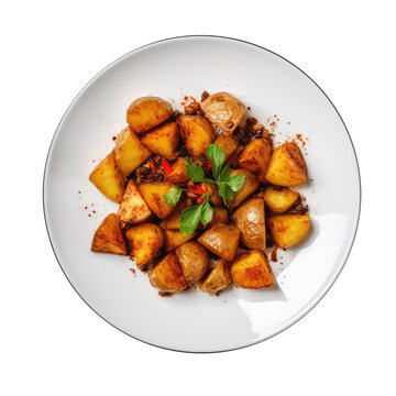 Batatharrspicy Potatoes Egyptian Cuisine. Isolated On Transparent Background, Png. Generative AI