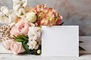 mockup white paper with flower flower arrangement