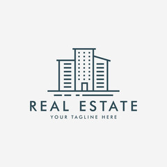 real estate logo line art vector illustration template design