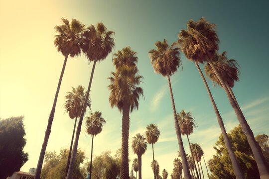 "Vintage Rodeo Drive with Palm Trees"