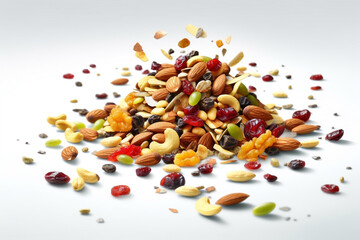 Sweet and salty trail mix piled